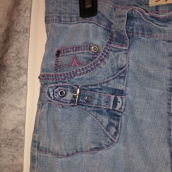 Vintage Unique Apollo Jeans size 13/14 with unique buckles and pink thread - Picture 6 of 10